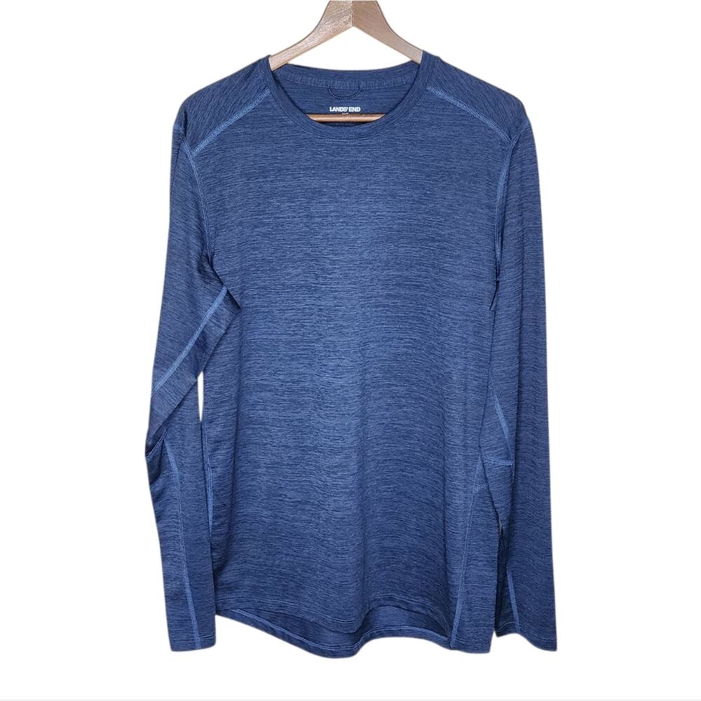 Lands' End Blue Long Sleeve Rash Guard Swim Shirt Men's Size 38 40